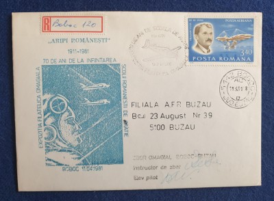 Aviatie - ARIPI ROMANESTI avion - plic 70 de ani Scoala Romaneasca de Aviatie foto