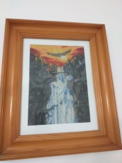 Goblen lucrat manual - inramat - &amp;quot;Cascada Vulturilor&amp;quot; - 35x43cm foto