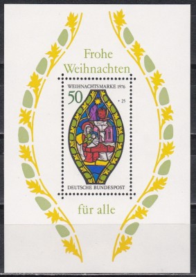 Germania 1976 - Timbre de Crăciun, Colita, MNH foto