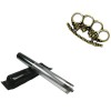Set Autoaparare: Baston Telescopic Otel 64cm Argintiu + Box Cranii, Husa Curea, Compact 20cm