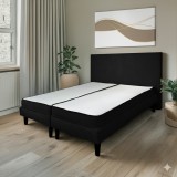 Pat Milano Premium din Lemn Masiv - 160&times;200 cm Negru / Pat + Saltea