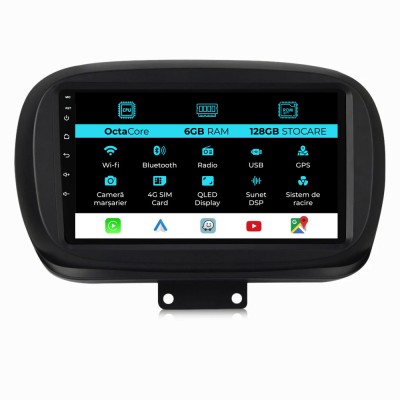 Navigatie Dedicata Fiat 500x (2014 - 2020), 9Inch, 6Gb Ram, 128Gb Stocare, Carplay foto