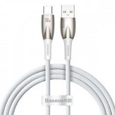 Cablu De încărcare Rapidă Baseus Glimmer Series USB-A - USB-C 100W 480Mbps 1m Alb CADH000402