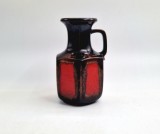 vaza ceramica SCHEURICH Germania 1970's glazurat decor retro vintage nuante de maro si rosu