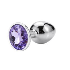 Dop Anal Metallic Buttplug, Small, Argintiu/Mov Deschis, Passion Labs