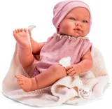 Bebelus Maria cu Costumas Roz si Paturica Bej 43cm, Asivil