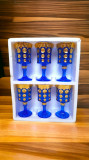 Set 6 pahare sticlă albastră pătrate