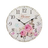 Ceas de perete, 34 cm, Flori Vintage, Lemn, ATU-087686, Oem