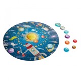 Puzzle Sistemul Solar pentru copii, cu led si planete din lemn (102 piese), Hape
