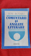 Comentarii si analize literare - Ion Rotaru foto