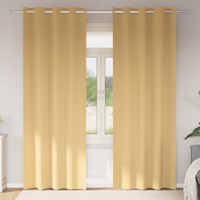 Perdele cu perdele 2 pcs Bej 260 x 140 cm Poliester foto