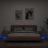 Gossi noptiere montate pe perete cu lumini led, 2 buc., gri beton