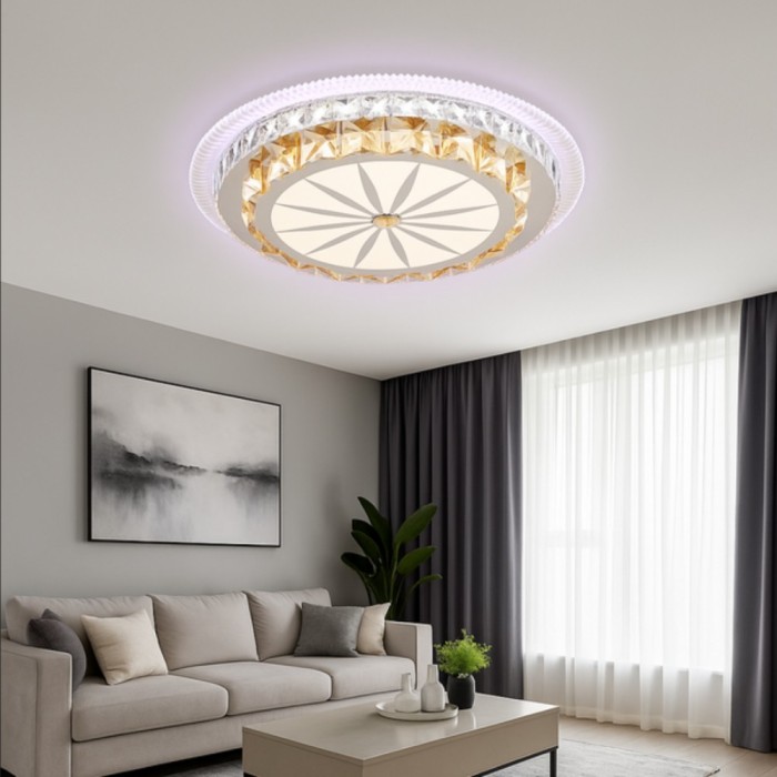 Lustra LED cu telecomanda DAVIDE RGB 70W, lumina Albastra/Rece/Calda, Dimabila, Alb