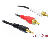Cablu audio jack stereo 3.5 mm la 2 x RCA T-T 1.5m, Delock 84000