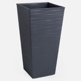 Ghiveci Flori Patrate Antracit cu Design Modern și Drenaj, CMCLASS