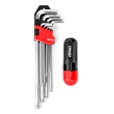 Chei hexagonale cu bilă extra lungă, set CRV, 9 buc. AMIO-04303
