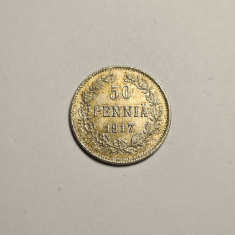 Finlanda 50 Pennia 1917 UNC Superba Piesa de Colectie