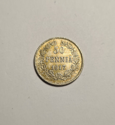 Finlanda 50 Pennia 1917 UNC Superba Piesa de Colectie foto