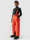 Pantaloni de schi cu bretele membrana 8000 pentru băieți - portocalii, 4F Sportswear