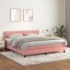 VidaXL Pat box spring cu saltea, roz, 160x200 cm, catifea 3141496