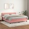 vidaXL Pat box spring cu saltea, roz, 160x200 cm, catifea 3141496