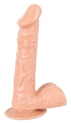 Dildo flexibil cu cap pronuntat Medium Dildo with Testicles and Suction Cup (20 foto