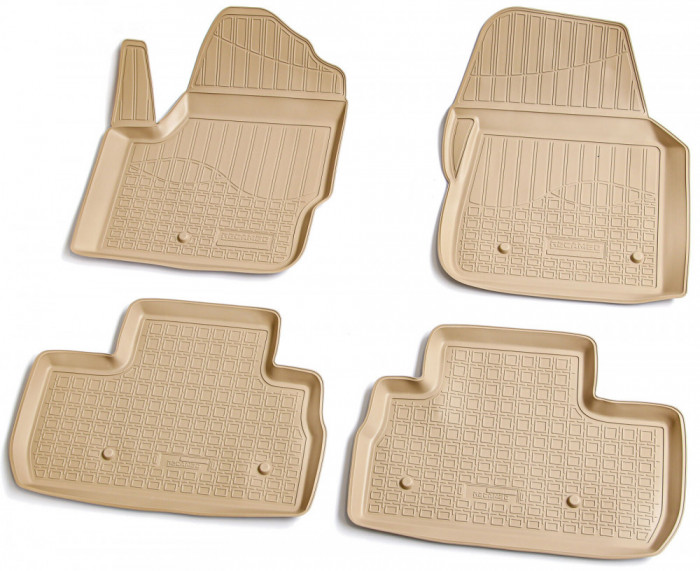 Set de 4 covorase bej cauciuc 3D stil tavita premium pentru Land Rover Freelander 2006-2014