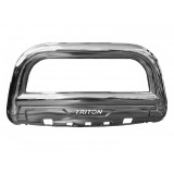 Bullbar inox cu scut Mitsubishi L200 Triton 2015, 2016, 2017, 2018, 2019 &Oslash;90mm MTA647