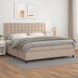 vidaXL Pat continental cu saltea, cappuccino, 200x200 cm, piele eco 3142868