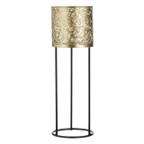 Masca Ghiveci Metalică, Model Frunze, Aurie, D 16cm, H 50cm, Capacitate 4.5L, Oem