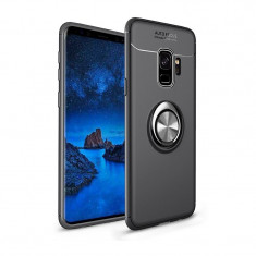 Husa Spate Silicon Premium Iring Metalic Upzz Samsung Galaxy S9+ Plus Cu Ring Metalic Pe Spate Negru foto