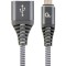 CABLU alimentare si date GEMBIRD, pt. smartphone, USB 2.0(T) la Micro-USB 2.0(T),2m, premium,impletire din bumbac,gri-metalizat cu insertii albe, &quot;CC-