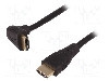 Cablu HDMI - HDMI, HDMI mufa, HDMI mufa 90&deg;, 1.3m, negru, QOLTEC - 52307