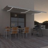 vidaXL Copertină automată cu senzor v&acirc;nt &amp; LED, crem, 600x350 cm
