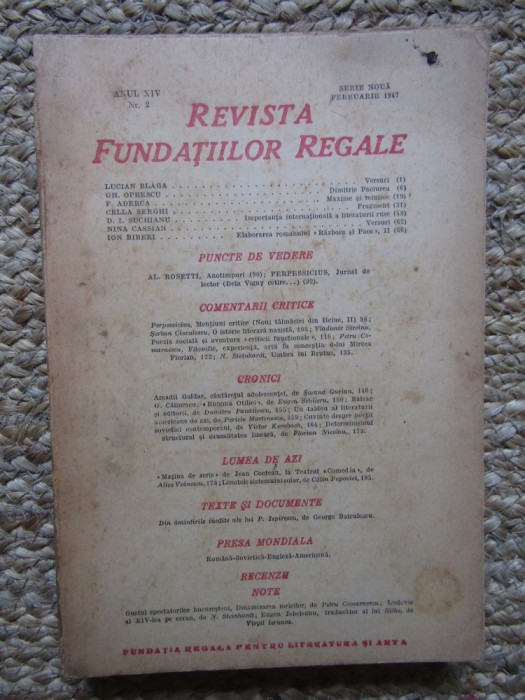 Revista Fundatiilor Regale - Anul XIV 1947 Nr. 2