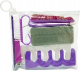 Set de accesorii pentru manichiură separator pilă pensete foarfecă violet