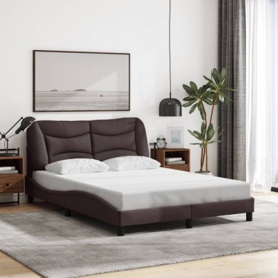 vidaXL Cadru de pat fără saltea, maro &amp;icirc;nchis, 120x200 cm, textil foto