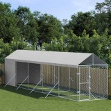 Padoc Caini/Animale vidaXL, 2x10x2.5m, Otel Galvanizat, Acoperis Protectie UV/Ploaie, Argintiu