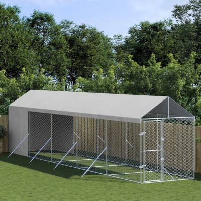vidaXL Padoc exterior cu acoperiș argintiu 2x10x2,5 m oțel galvanizat foto