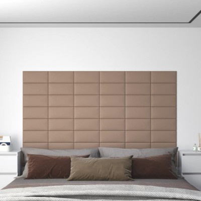vidaXL Panouri de perete 12 buc. cappuccino 30x15 cm piele eco 0,54 m&amp;sup2; foto