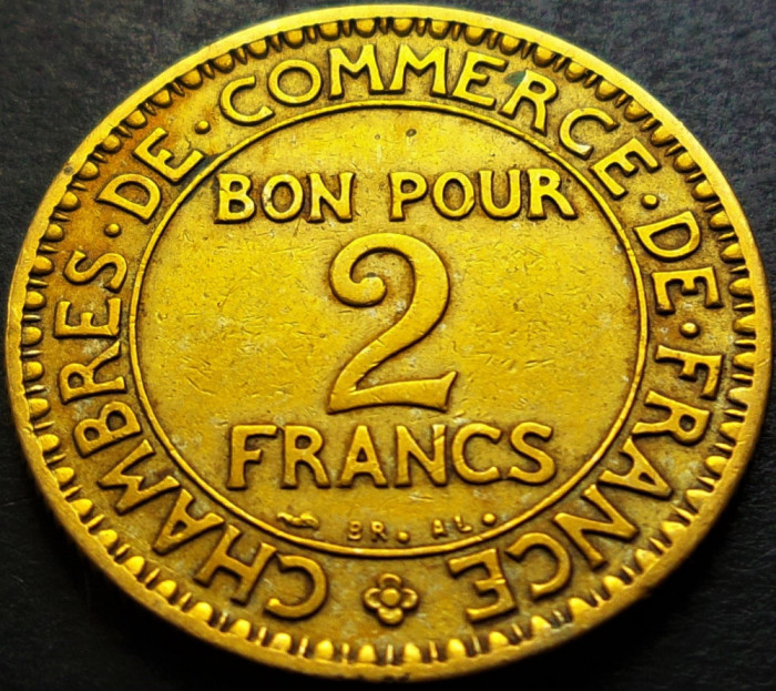 Moneda istorica (BUN PENTRU) 2 FRANCI - FRANTA, anul 1924 * cod 454 A