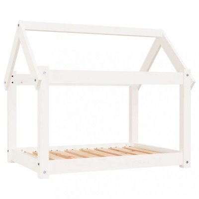 Pat pentru caini, alb, 81x60x70 cm, lemn masiv de pin foto