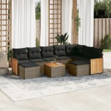 VidaXL Set mobilier de grădină cu perne, 10 piese, gri, poliratan 3228230