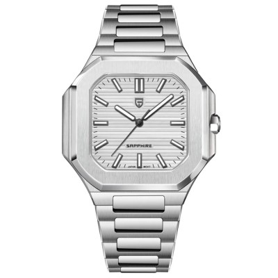 Ceas Barbati Pagani YS019 Argintiu-Alb , Design Business, Functii Multiple, Afisaj Luminos, Rezistent la Apa 5ATM foto