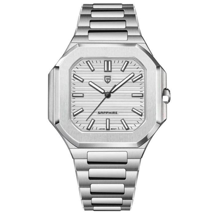 Ceas Barbati Pagani YS019 Argintiu-Alb , Design Business, Functii Multiple, Afisaj Luminos, Rezistent la Apa 5ATM