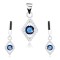 Set din argint 925 cu pandantiv si cercei, contur in forma de romb, zirconiu albastru