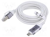Cablu USB 3.1 RJ45 - USB C, 3m, Alb Gri - Goobay