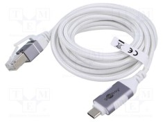 Cablu USB 3.1 RJ45 - USB C, 3m, Alb Gri - Goobay