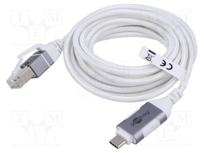 Cablu USB 3.1 RJ45 - USB C, 3m, Alb Gri - Goobay foto