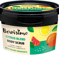 Scrub pentru Corp cu Ulei de Portocale, Grapefruit si Menta cu Sare de Mare Berrisimo 400 grame Beauty Jar